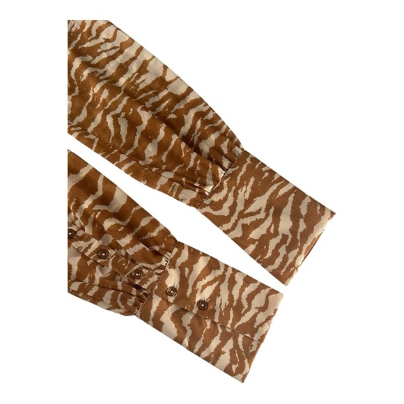 CAMILA COELHO Myla Shirt Dress in Brown Zebra Size Small - Picture 5 of 14